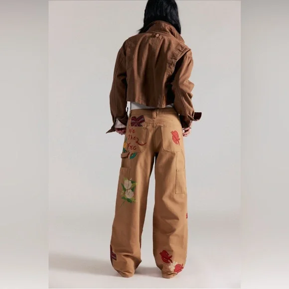Free People We the Free Bright Time Craft Embroidered Pants MSRP $298 - Picture 4 of 16